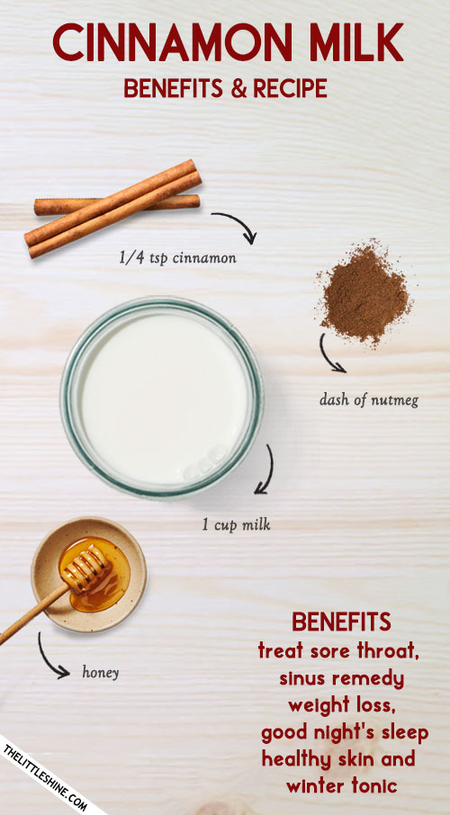 Benefits of Cinnamon milk treat sore throat, sinus and much more