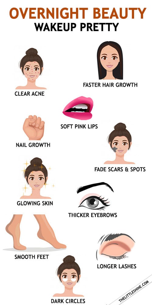 NATURAL OVERNIGHT BEAUTY TIPS TO WAKEUP WITH CLEAR SKIN AND SHINY HAIR
