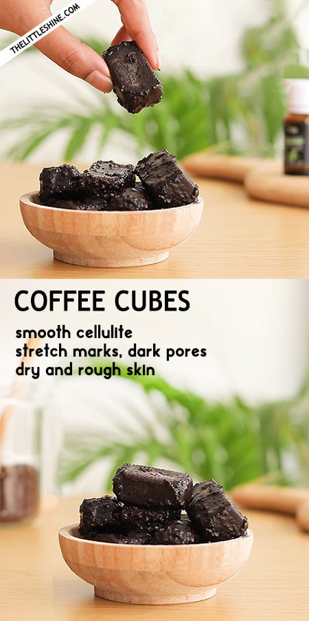 Coffee scrub cubes to smooth and brighten skin