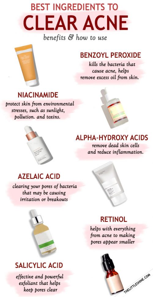 BEST SKINCARE INGREDIENTS TO CLEAR ACNE The Little Shine