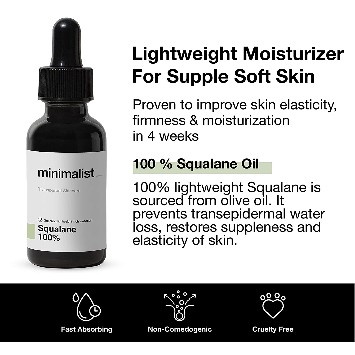 Minimalist Squalane 100% (Plant Derived) Super-Lightweight Face Oil 