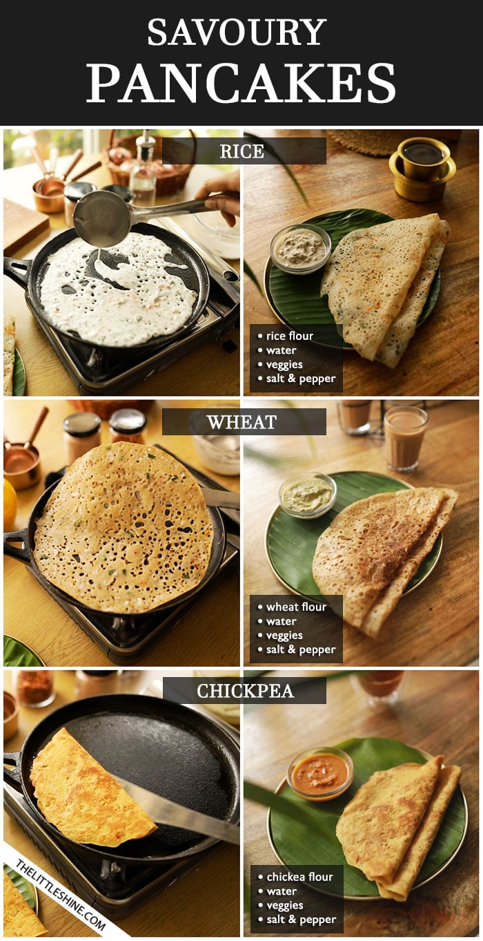 VIDEO - 3 Instant hot and crispy dosa or pancakes with only 4 ingredients