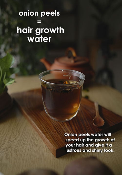 Onion peel water to stop hair fall.