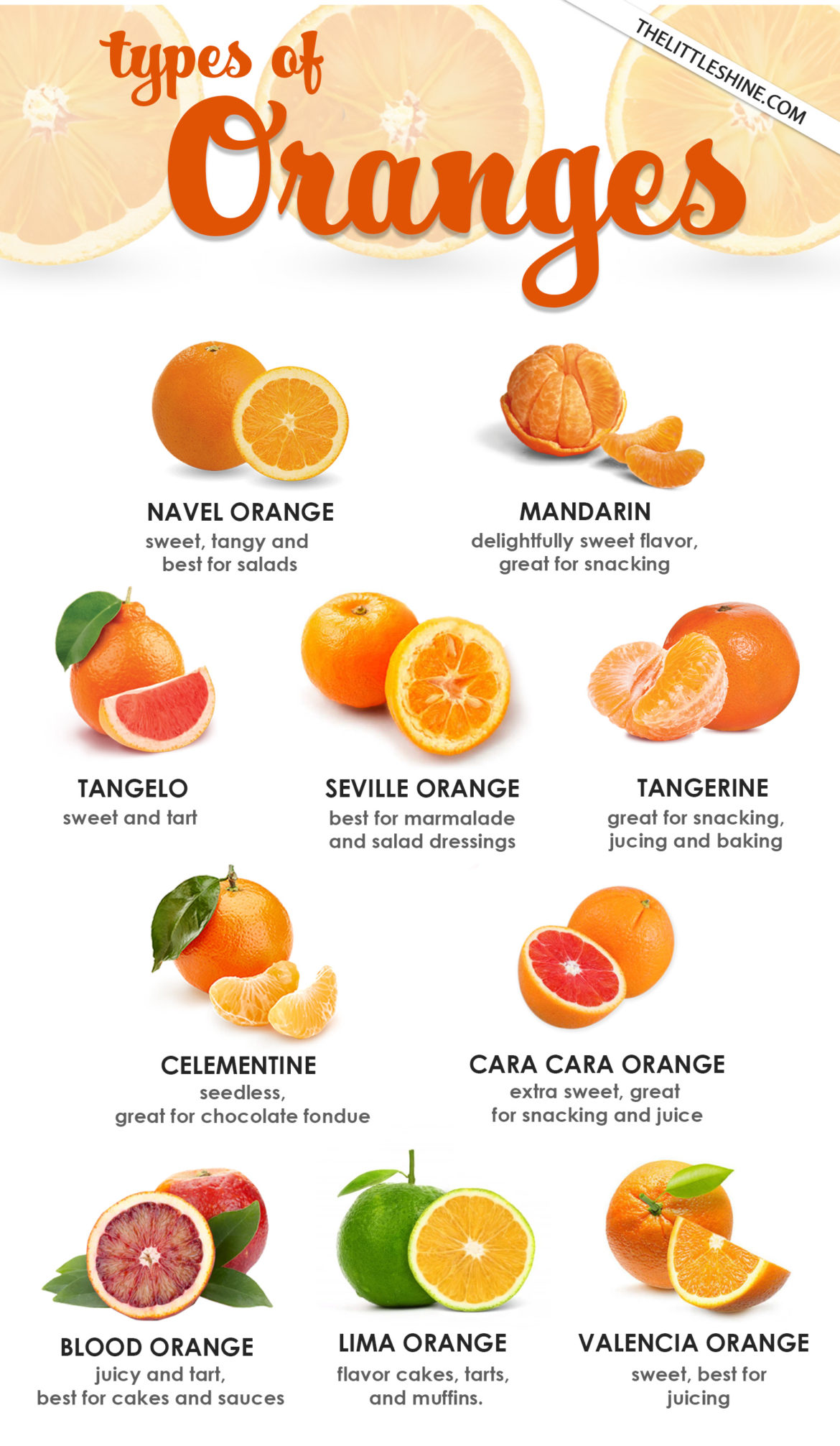 Types of Oranges and How to use them - The Little Shine