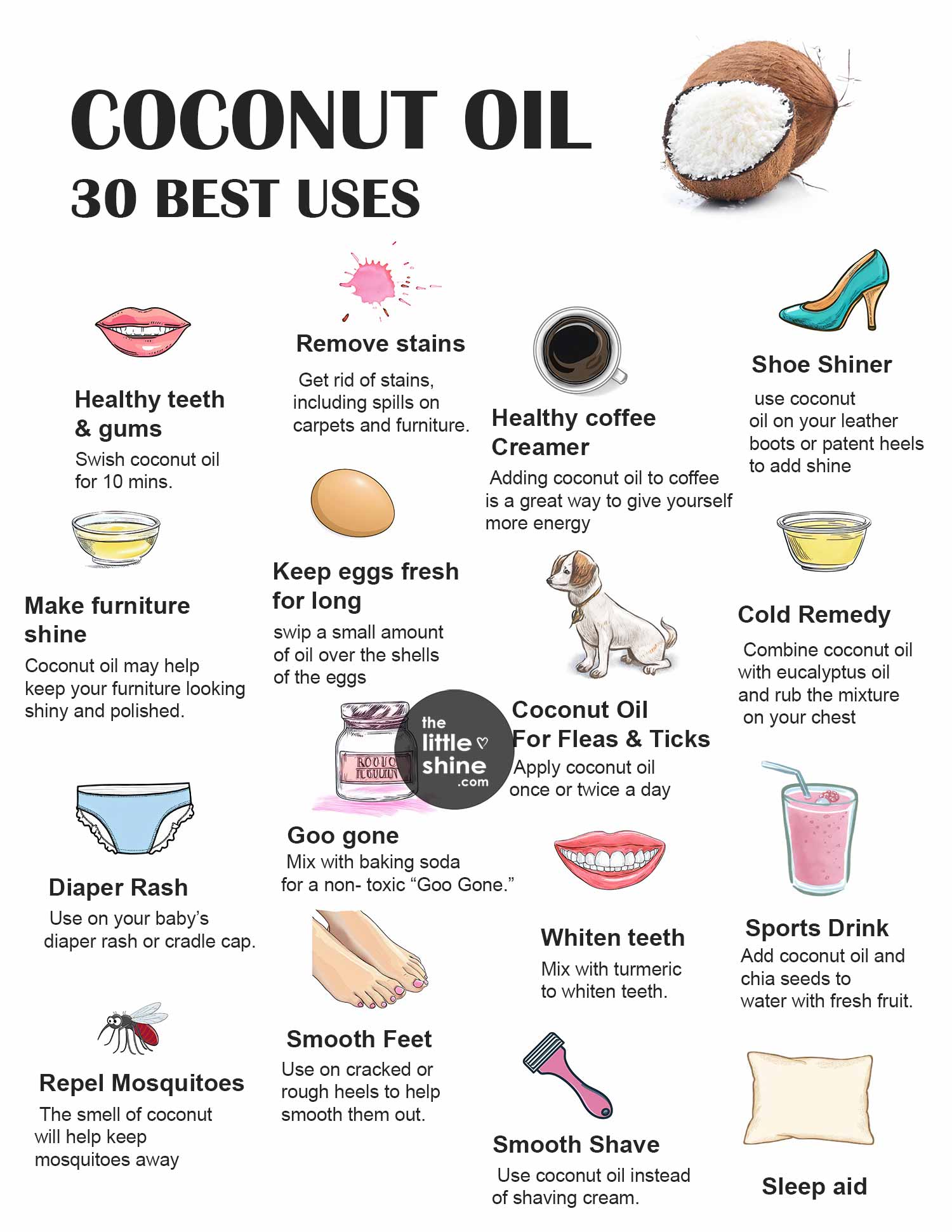 COCONUT OIL - 30 best benefits and uses for health and beauty