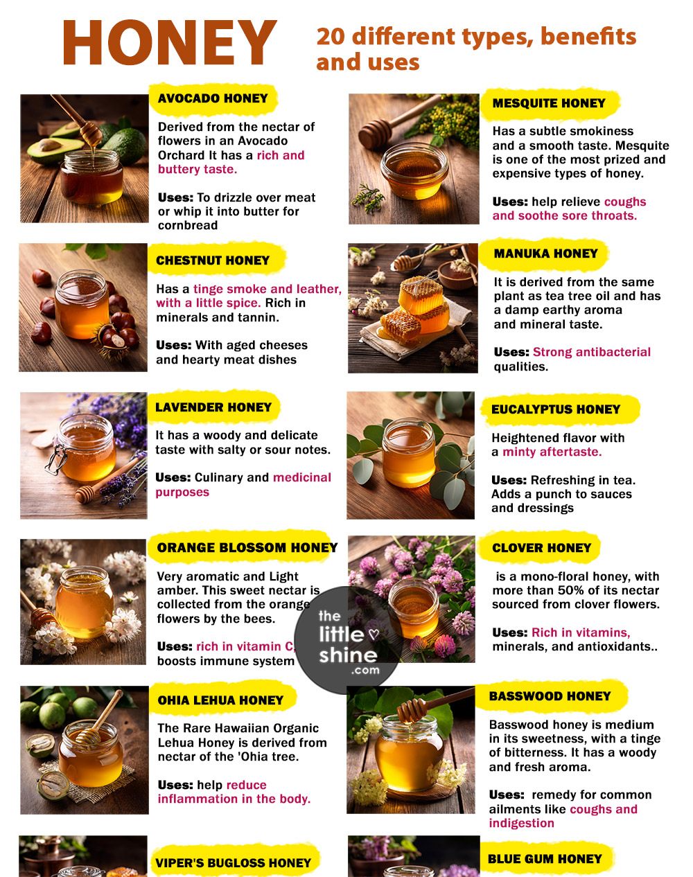 Different Types Of Honey 20 Types Of Honey With Flavor Benefits And 