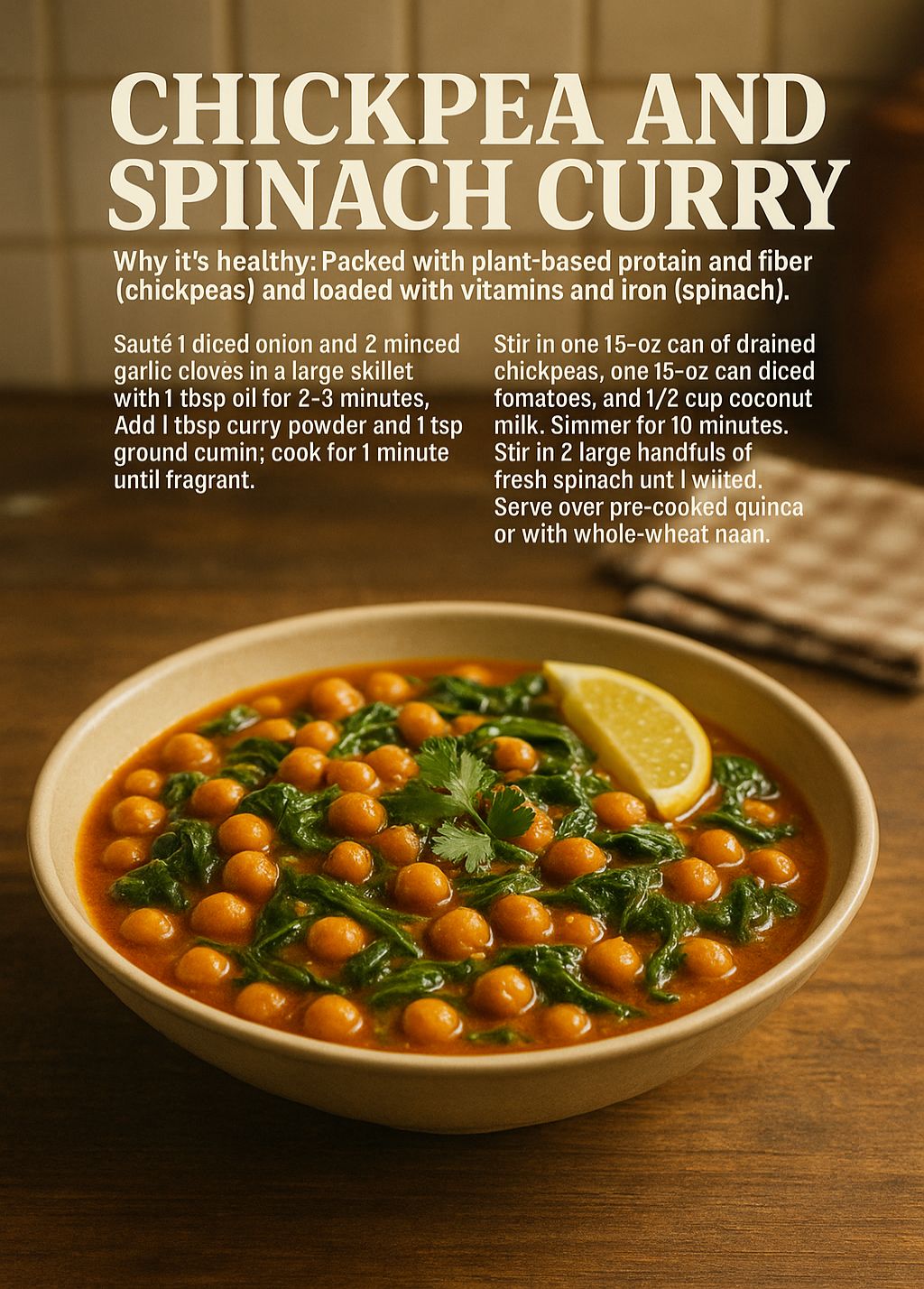 Speedy Chickpea and Spinach Curry: