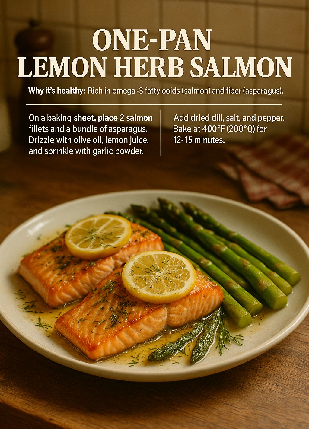 One-Pan Lemon Herb Salmon & Asparagus: