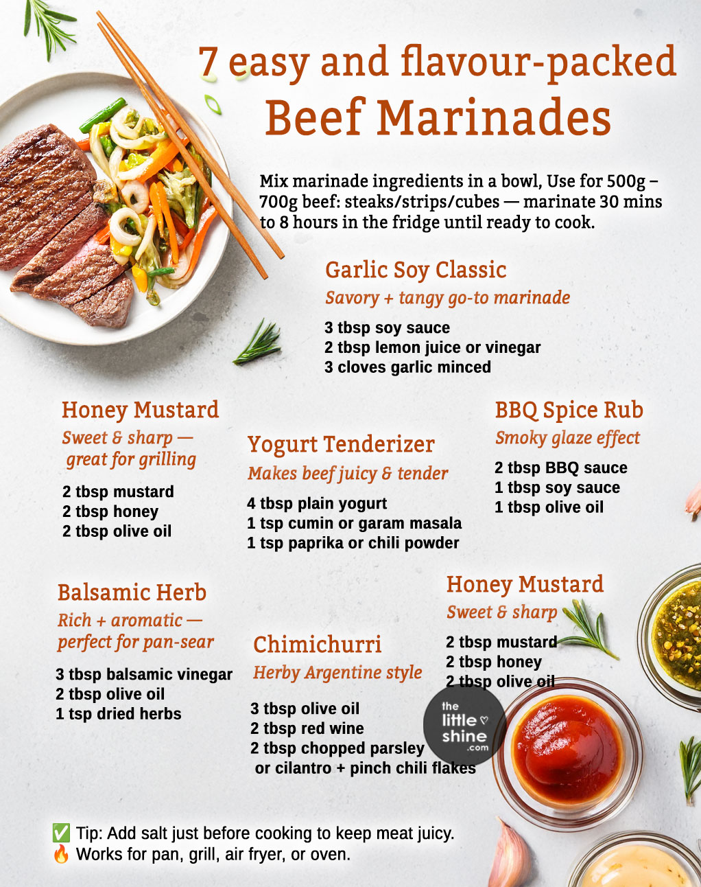 7 Easy Beef Marinades (3–4 Ingredients Only!)