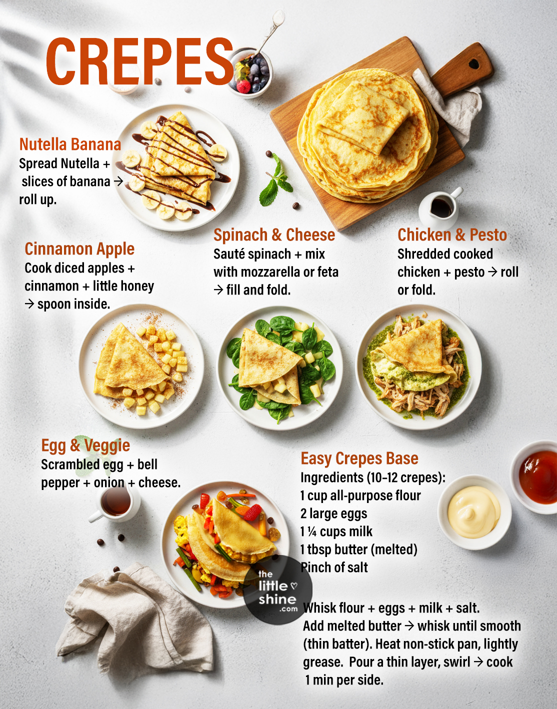 Easy Crepes Recipe + 10 Sweet & Savory Variations