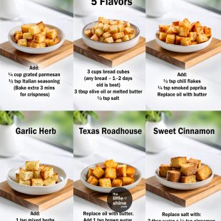 Homemade Croutons: Base Recipe + 8 Flavor Variations