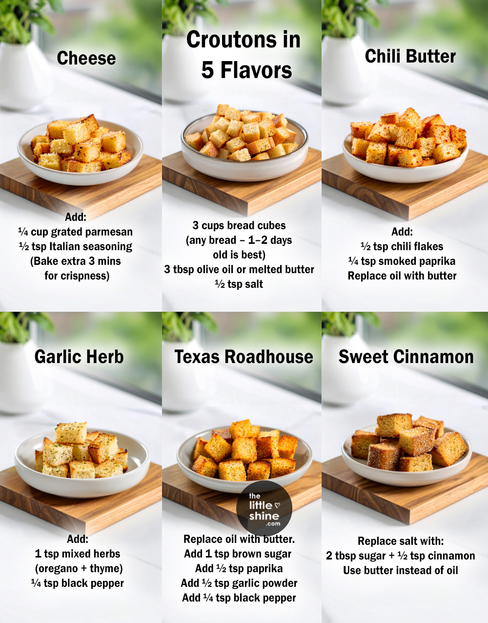 Homemade Croutons: Base Recipe + 8 Flavor Variations