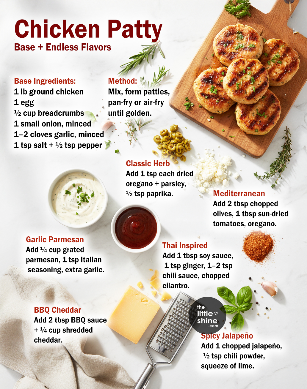 Chicken Patty Base + 15 Easy Variations
