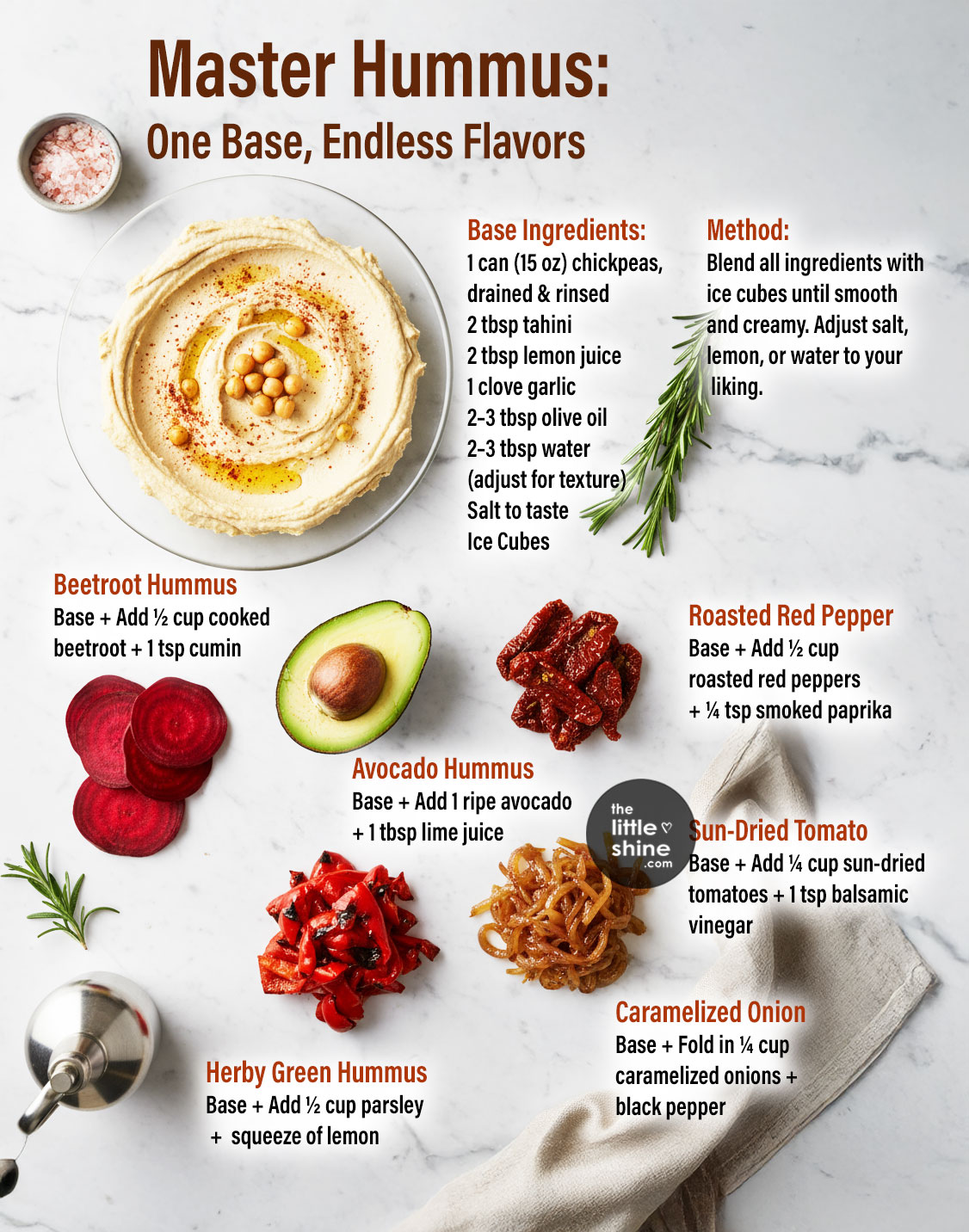 🫘 The Ultimate Hummus Base + Flavor Variants
