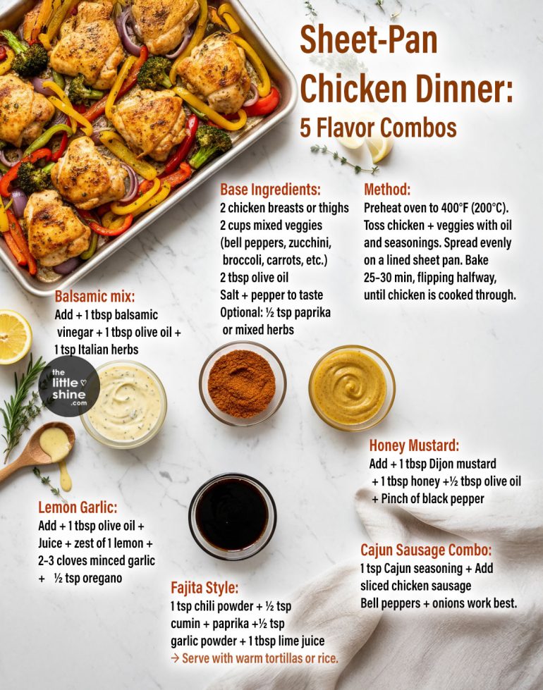 Sheet-Pan Chicken Base + 5 Easy Flavor Variants - The Little Shine