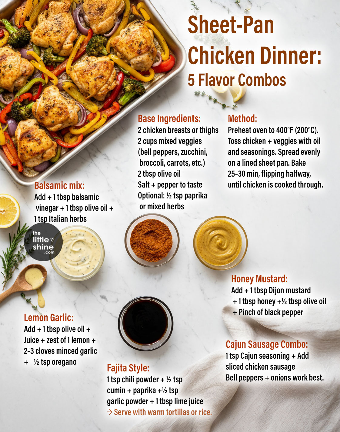 Sheet-Pan Chicken Base + 5 Easy Flavor Variants