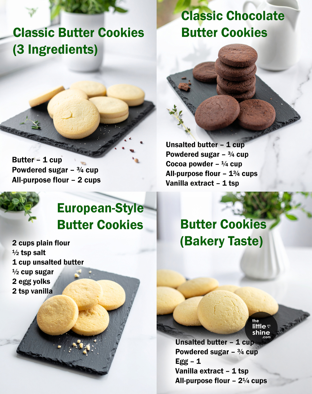 4 Foolproof Butter Cookie Recipes (Classic, Chocolate, European & Bakery-Style)