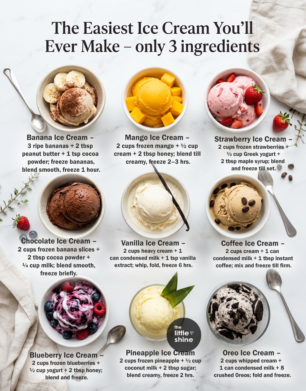 3-Ingredient Ice Creams You Can Make at Home (No Machine Needed)